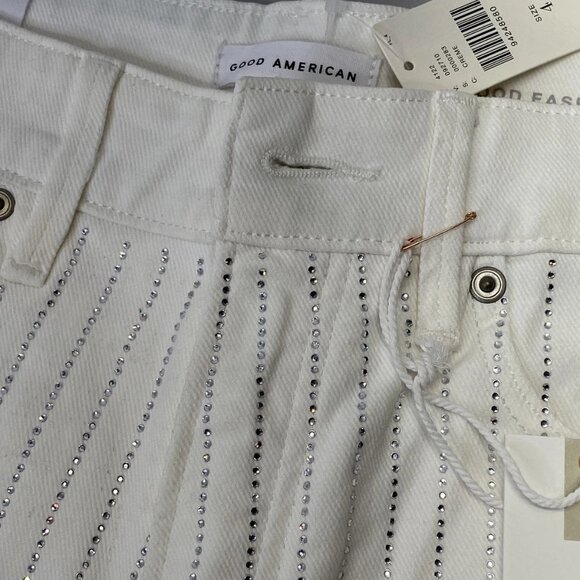 Good American Women's Sparkle-Lined Good Ease Relaxed Jeans White Size 27 | NWT - Picture 9 of 10